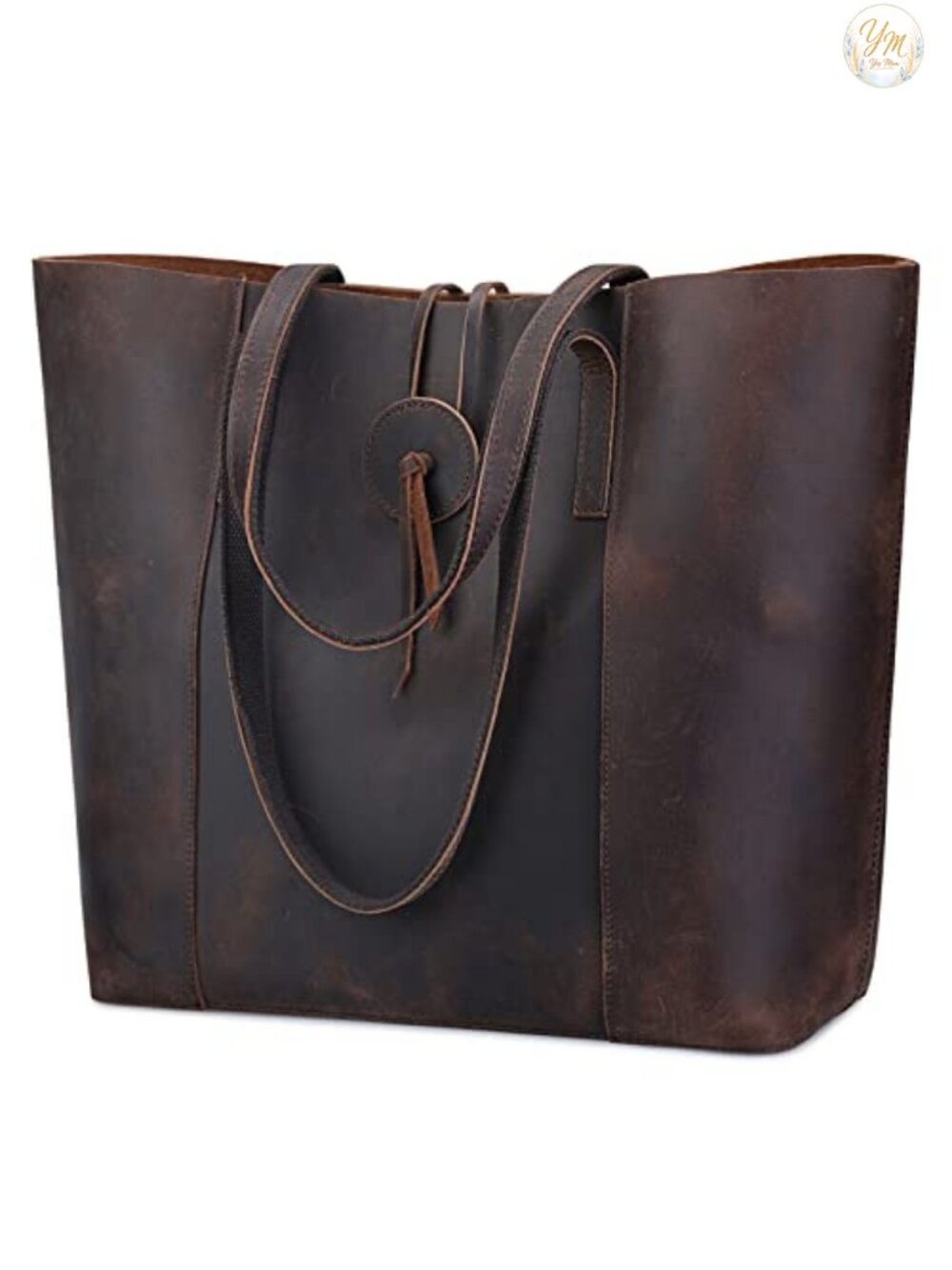 Vintage Genuine Leather Tote Bag Large Shoulder Purse for Women